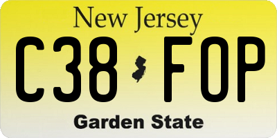 NJ license plate C38FOP