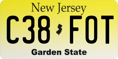 NJ license plate C38FOT