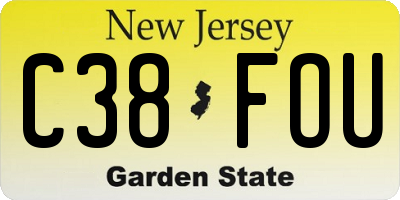 NJ license plate C38FOU