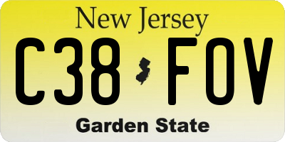 NJ license plate C38FOV