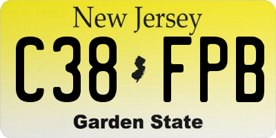 NJ license plate C38FPB