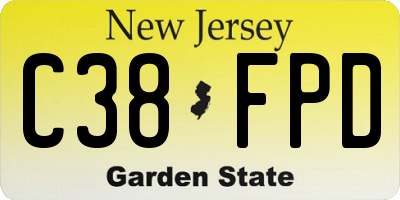 NJ license plate C38FPD