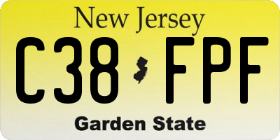 NJ license plate C38FPF