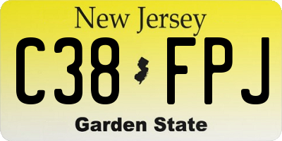 NJ license plate C38FPJ