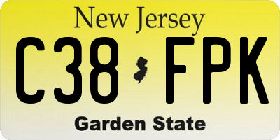 NJ license plate C38FPK