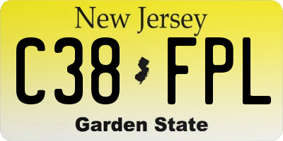 NJ license plate C38FPL