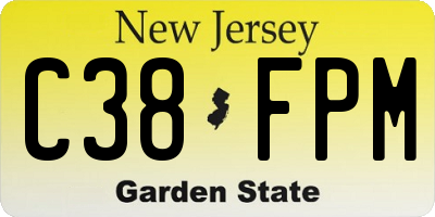 NJ license plate C38FPM