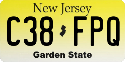 NJ license plate C38FPQ
