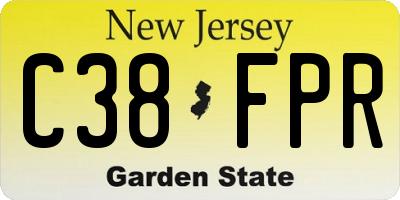 NJ license plate C38FPR
