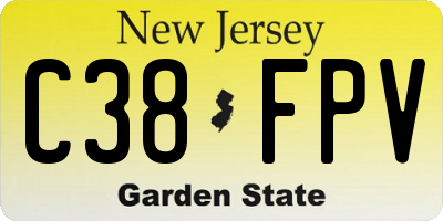 NJ license plate C38FPV