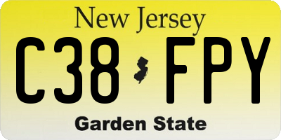 NJ license plate C38FPY
