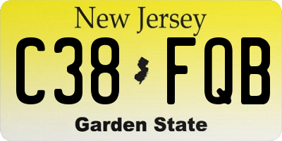 NJ license plate C38FQB