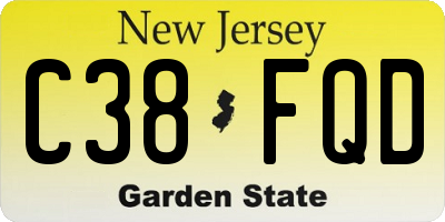 NJ license plate C38FQD
