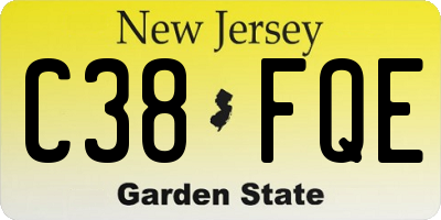 NJ license plate C38FQE