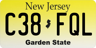 NJ license plate C38FQL