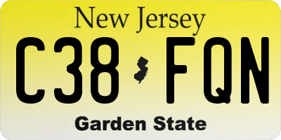 NJ license plate C38FQN