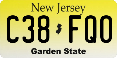 NJ license plate C38FQO