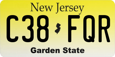 NJ license plate C38FQR