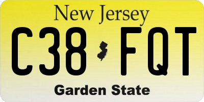 NJ license plate C38FQT