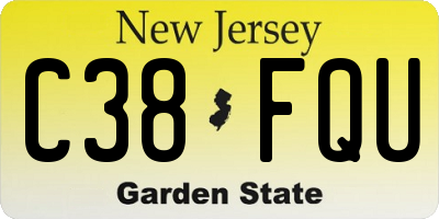 NJ license plate C38FQU