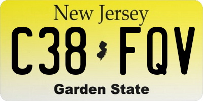 NJ license plate C38FQV