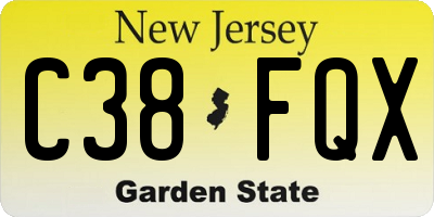 NJ license plate C38FQX