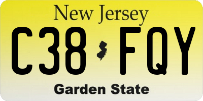 NJ license plate C38FQY