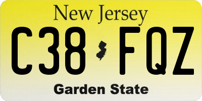 NJ license plate C38FQZ
