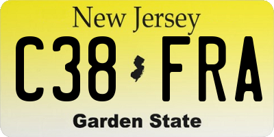 NJ license plate C38FRA