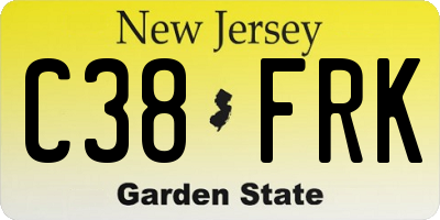 NJ license plate C38FRK