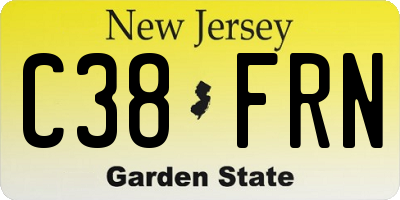 NJ license plate C38FRN