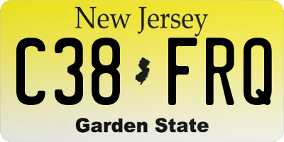 NJ license plate C38FRQ