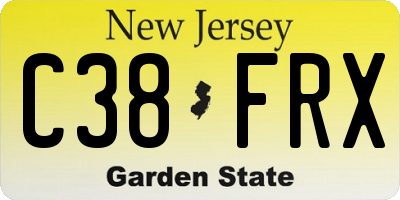NJ license plate C38FRX