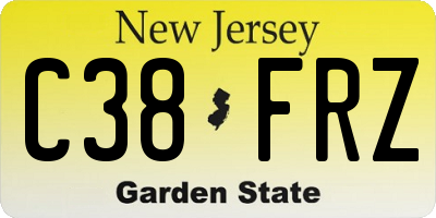 NJ license plate C38FRZ