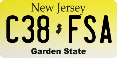NJ license plate C38FSA