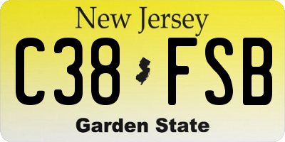 NJ license plate C38FSB