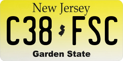 NJ license plate C38FSC