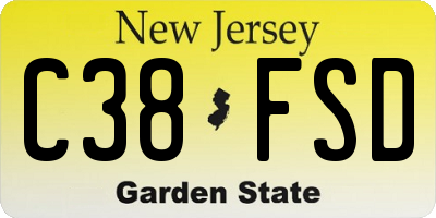 NJ license plate C38FSD
