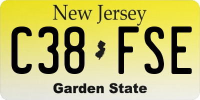 NJ license plate C38FSE