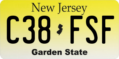 NJ license plate C38FSF