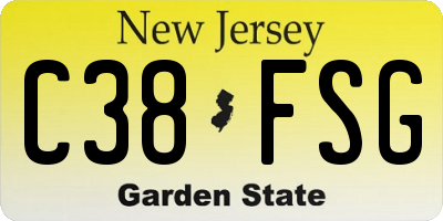 NJ license plate C38FSG