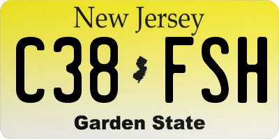 NJ license plate C38FSH