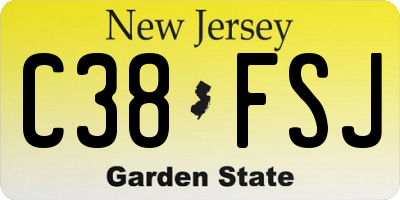 NJ license plate C38FSJ