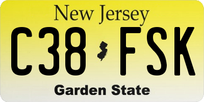 NJ license plate C38FSK