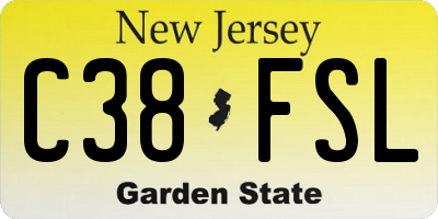 NJ license plate C38FSL