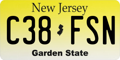 NJ license plate C38FSN