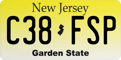 NJ license plate C38FSP