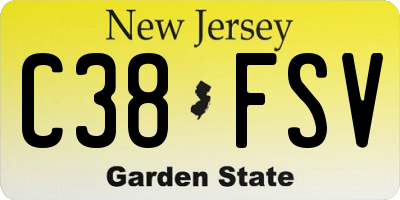 NJ license plate C38FSV