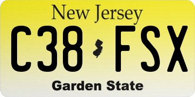 NJ license plate C38FSX