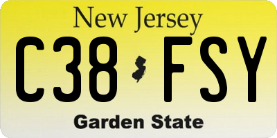 NJ license plate C38FSY